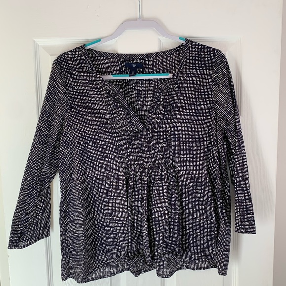 Navy and cream GAP peplum top - Picture 1 of 2